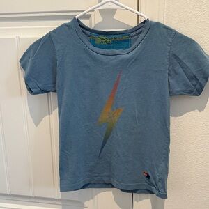 Aviator Nation Kids Blue T shirt  with Rainbow Lightning Bolt size 6